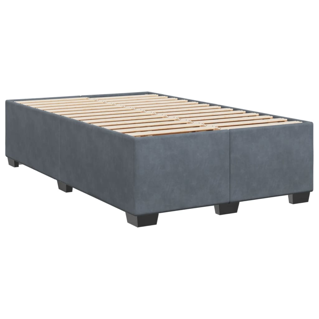 vidaXL Pat box spring cu saltea, gri închis, 120x190 cm, catifea