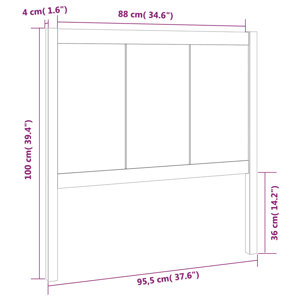 vidaXL Tăblie de pat, negru, 95,5x4x100 cm, lemn masiv de pin