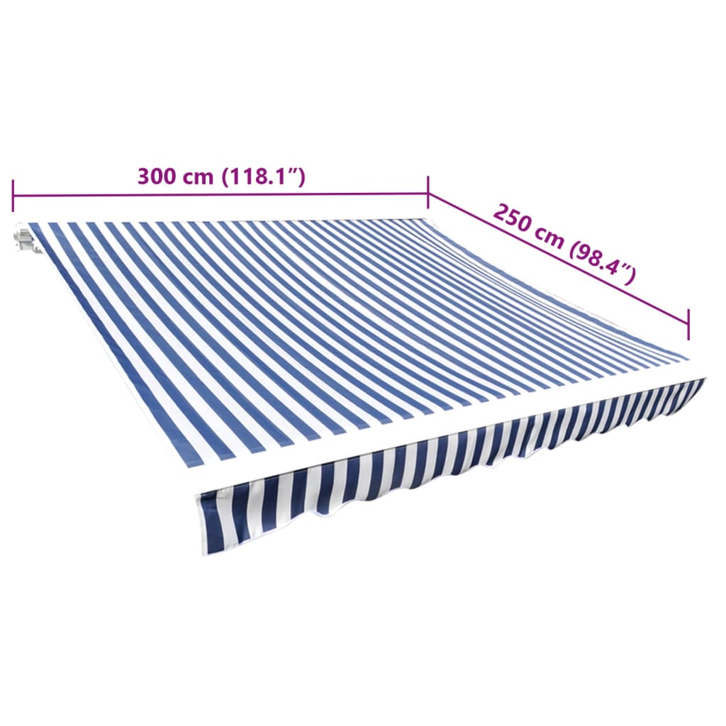 Pânză copertină albastru & alb, 3x2,5 m (cadrul nu este inclus)