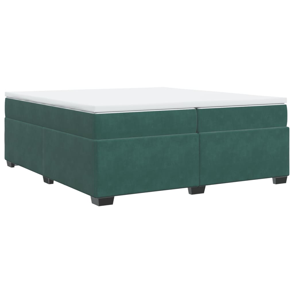 vidaXL Pat box spring cu saltea, verde închis, 200x200 cm, catifea