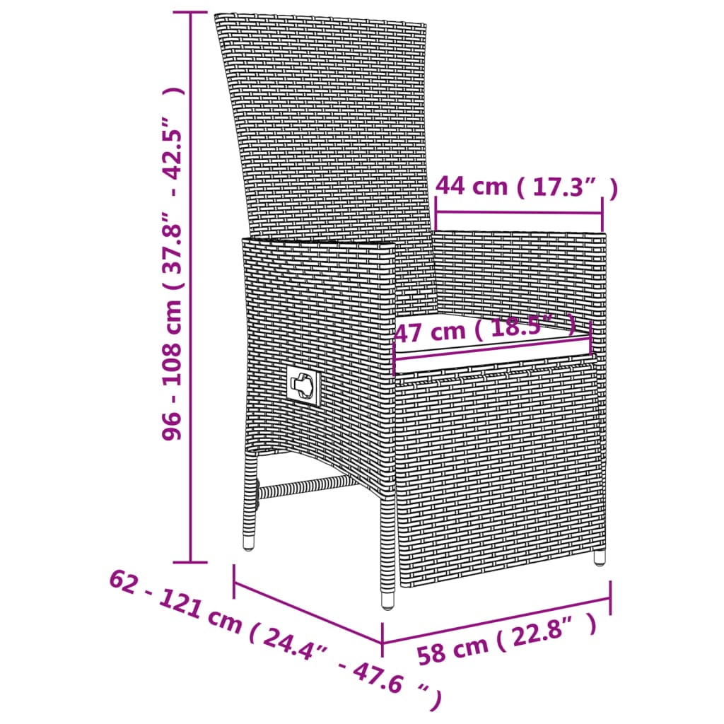 vidaXL Set de masă pentru grădină, 9 piese, cu perne, bej, poliratan