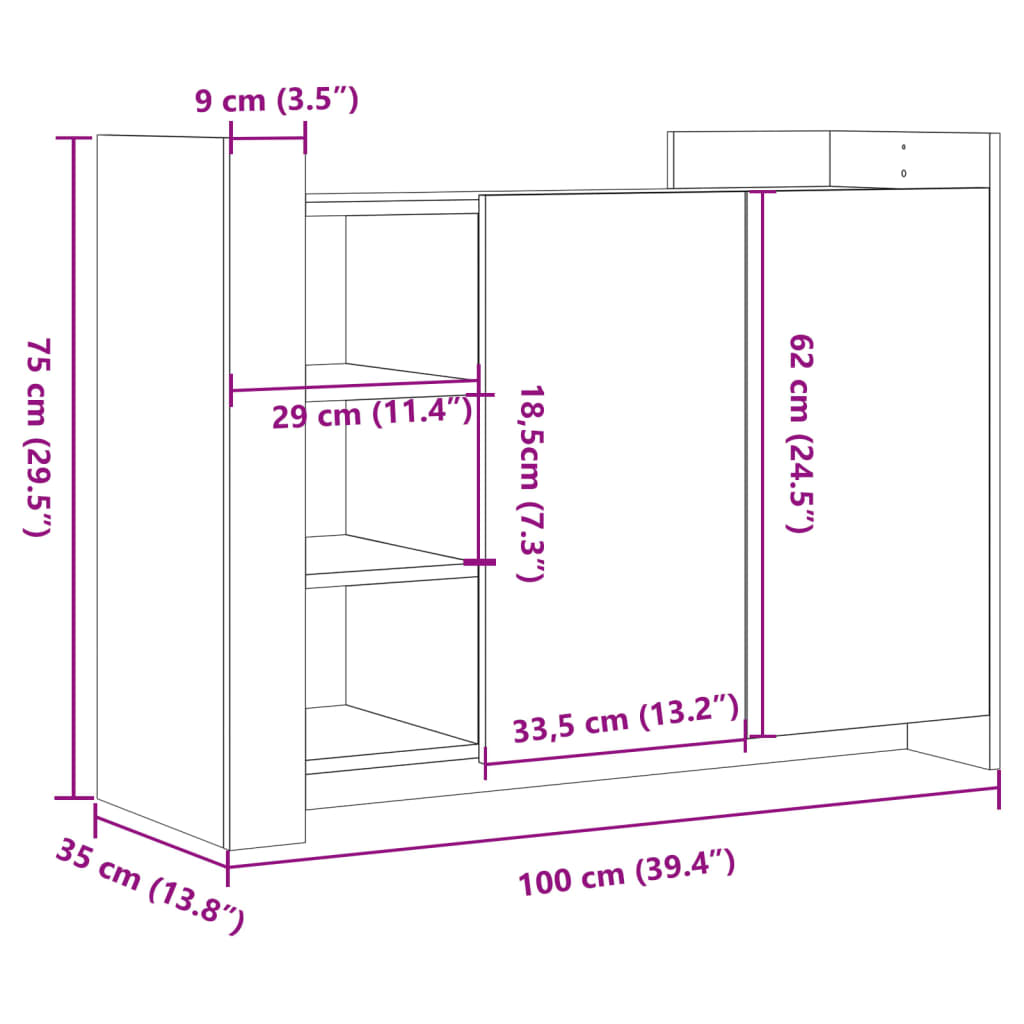 vidaXL Servantă, stejar sonoma, 100x35x75 cm, lemn prelucrat