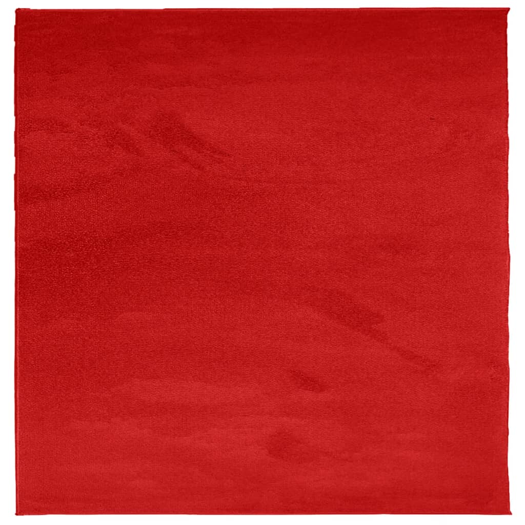vidaXL Covor „OVIEDO”, fire scurte, roșu, 120x120 cm