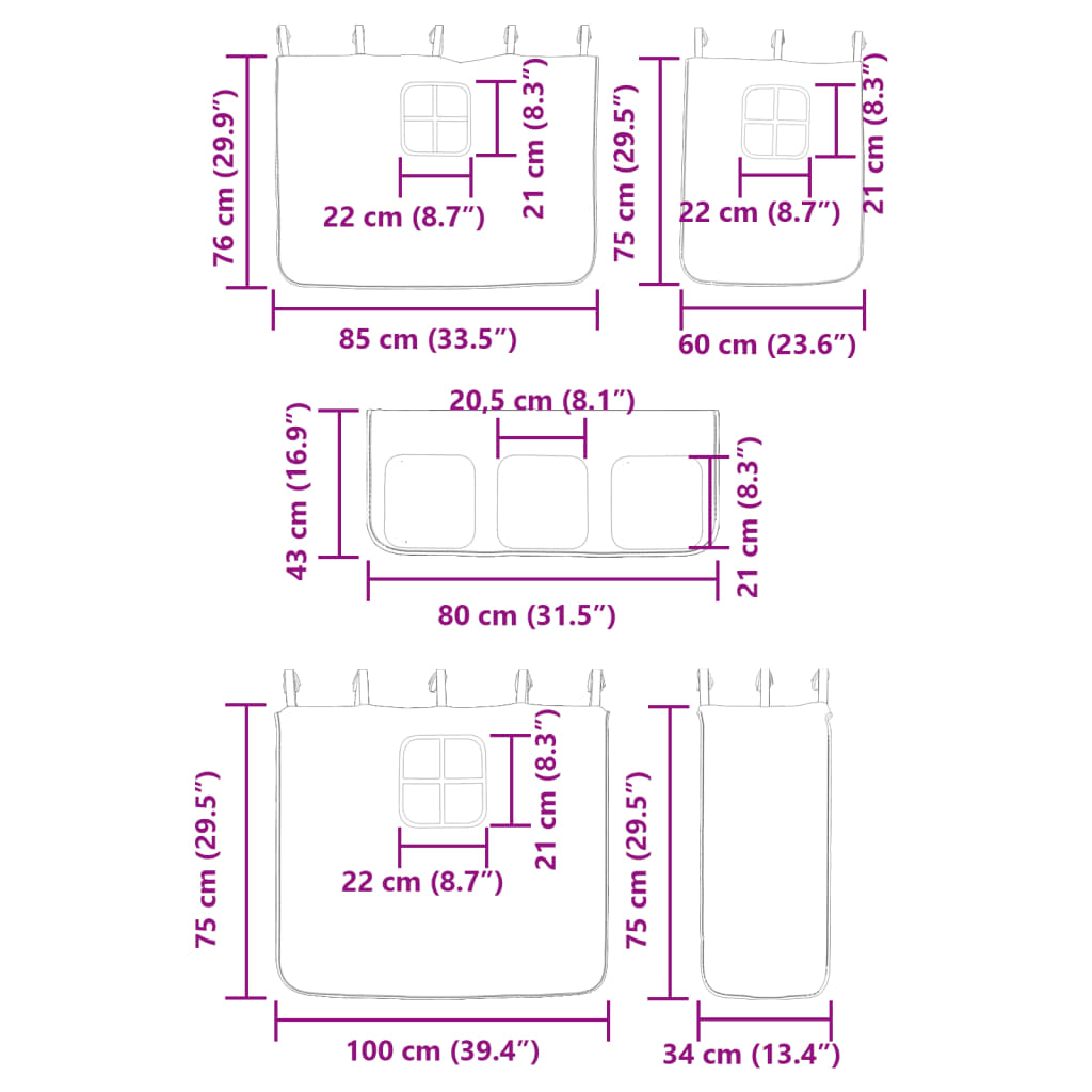 vidaXL Pat supraetajat de copii perdele, alb/negru, 90x200 cm lemn pin