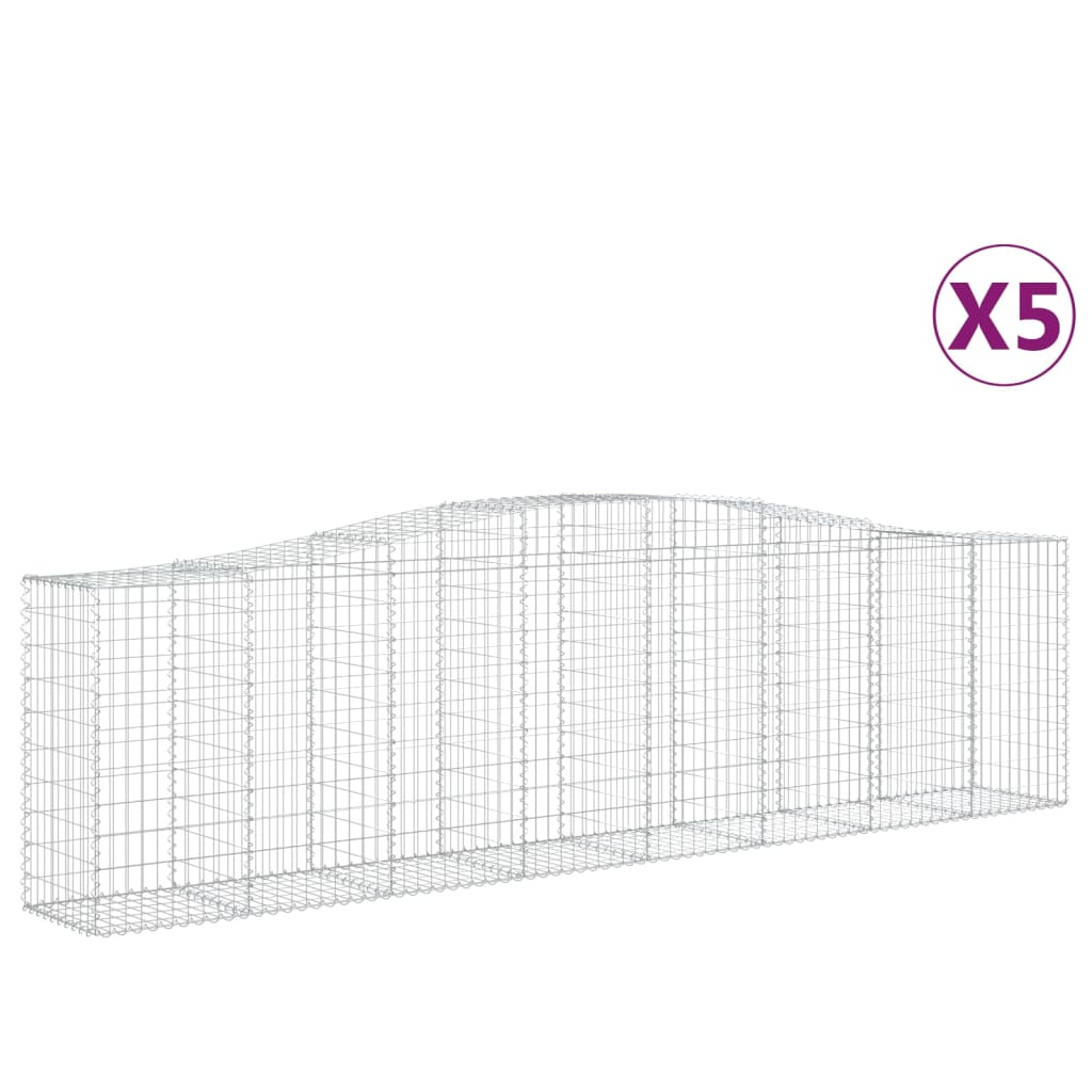 vidaXL Coșuri gabion arcuite 5 buc, 400x50x100/120 cm fier galvanizat