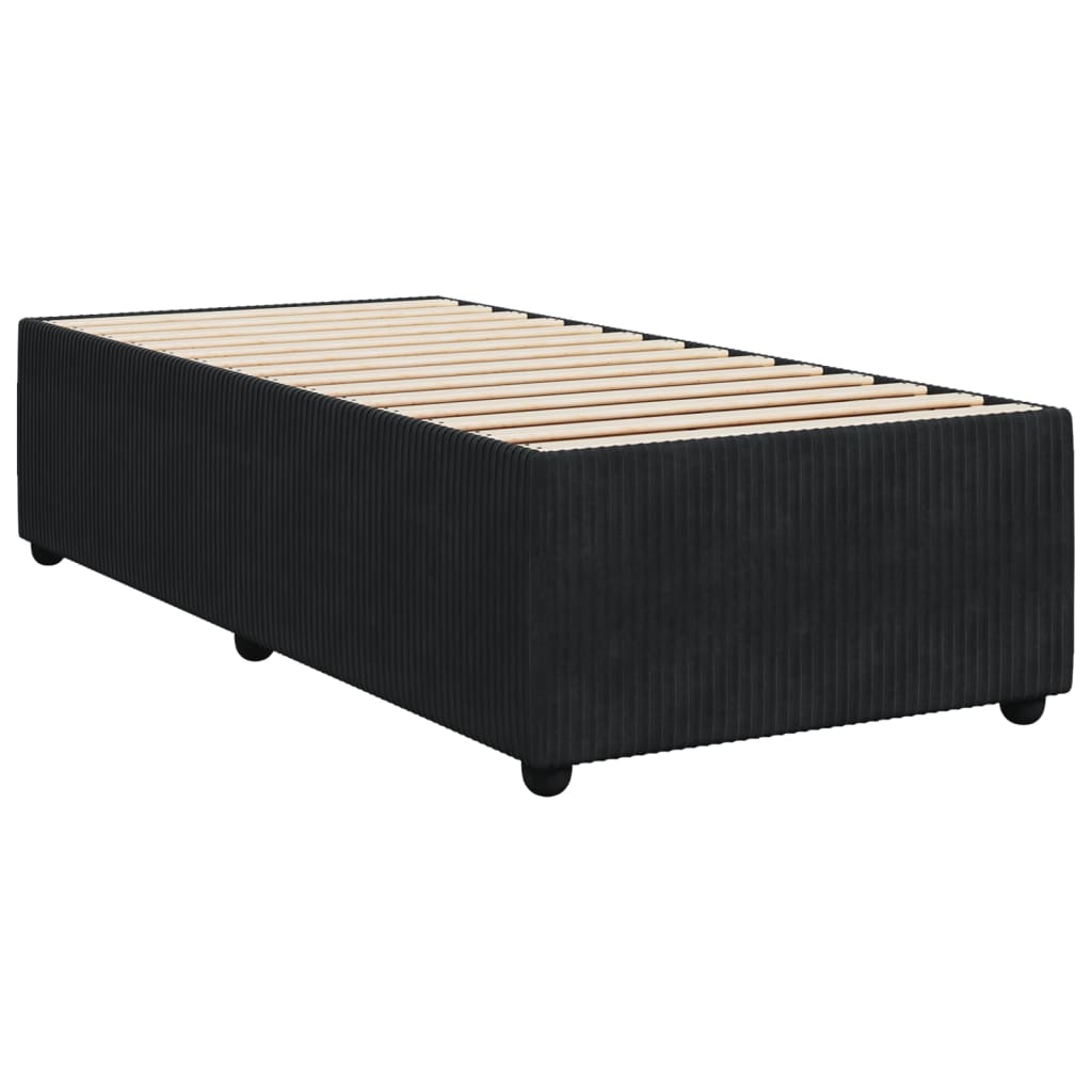 vidaXL Pat box spring cu saltea, negru, 90x190 cm, catifea