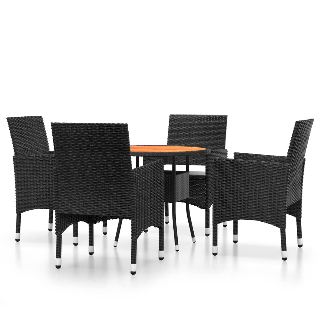 vidaXL Set mobilier de grădină, 5 piese, negru, poliratan