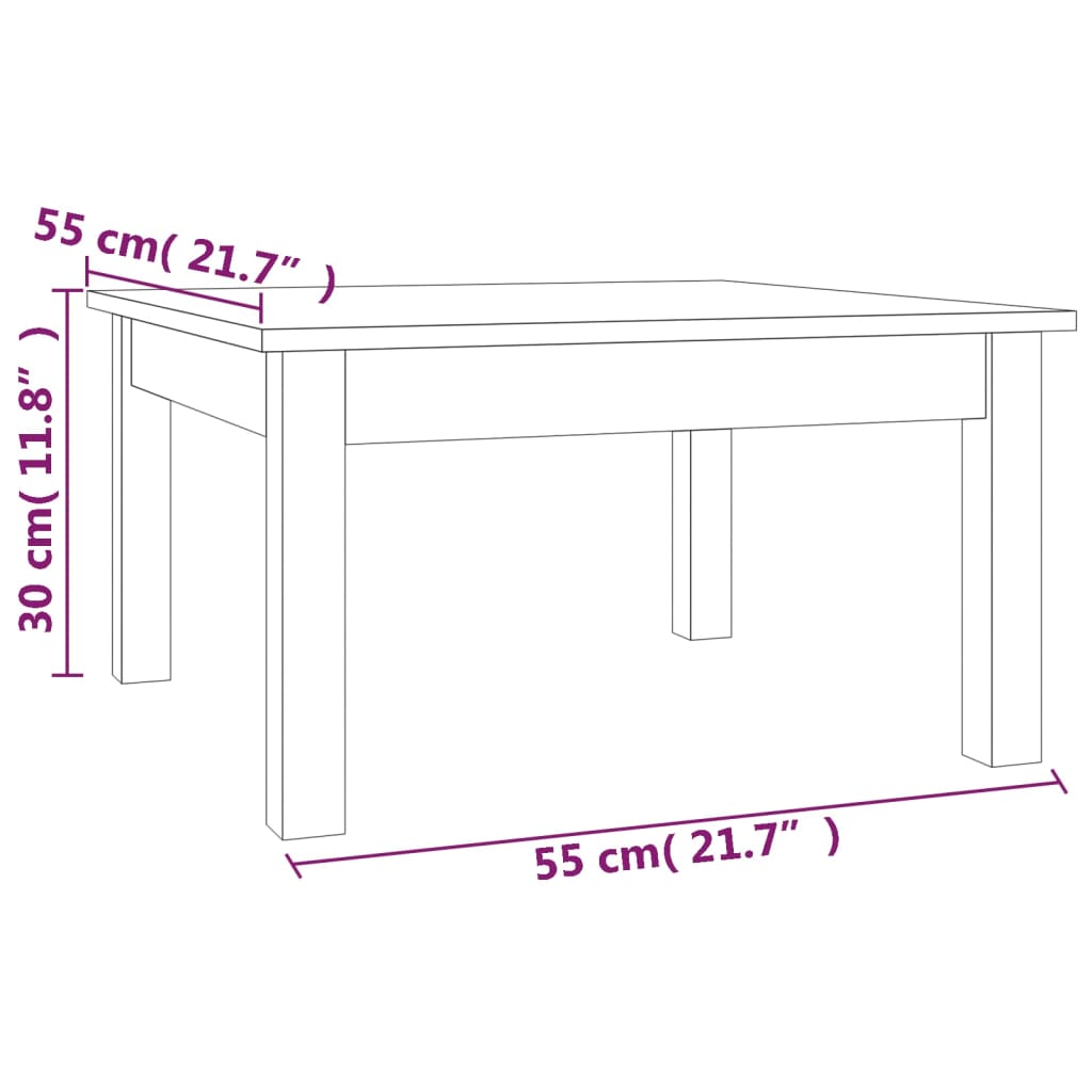 vidaXL Măsuță de cafea, gri, 55x55x30 cm, lemn masiv de pin