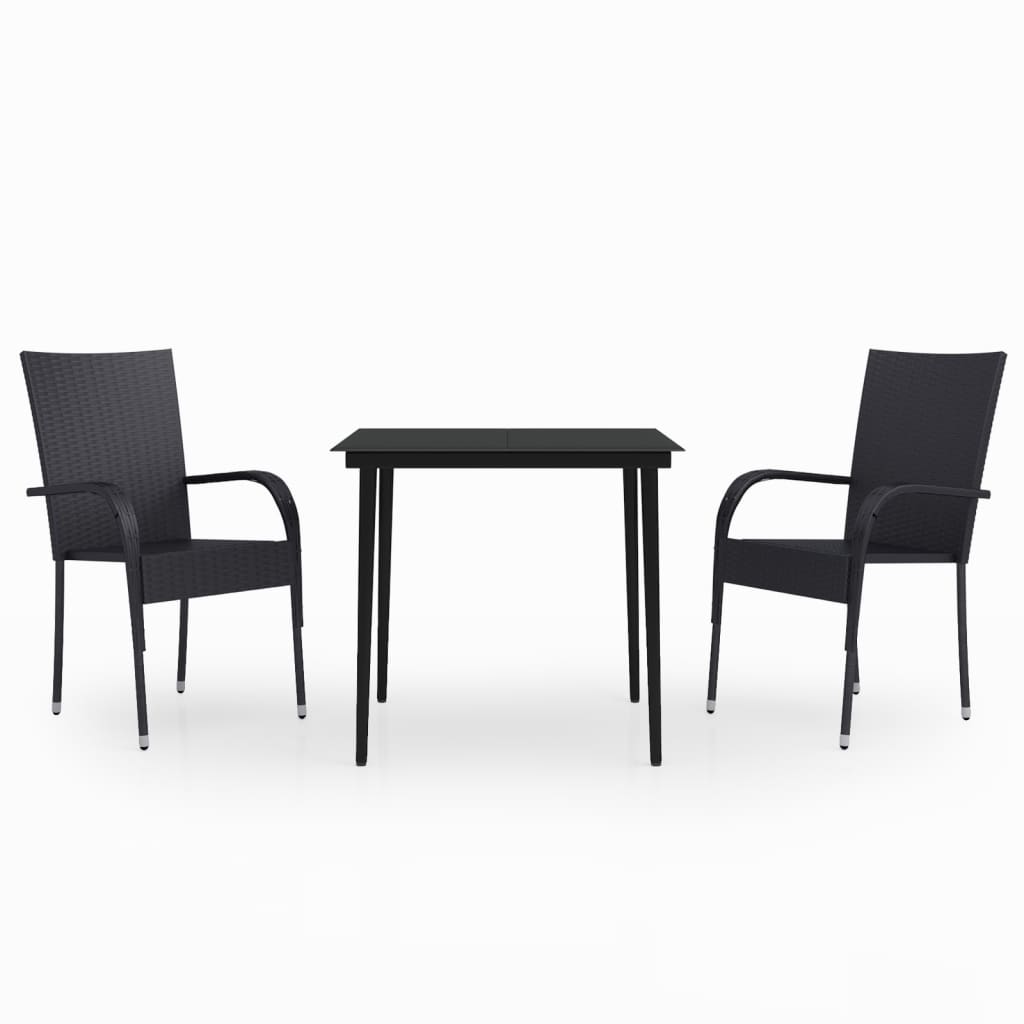 vidaXL Set mobilier de grădină, 3 piese, negru