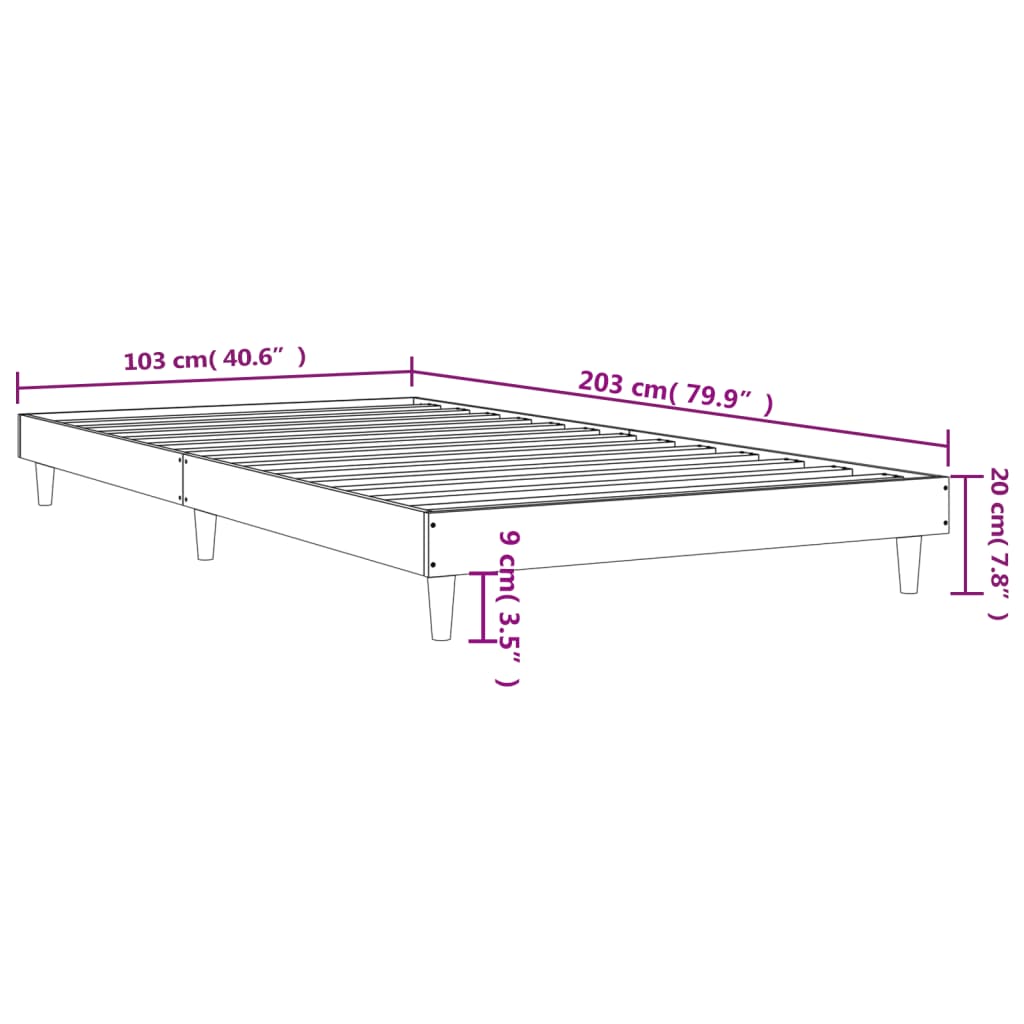 vidaXL Cadru de pat, negru, 100x200 cm, lemn prelucrat