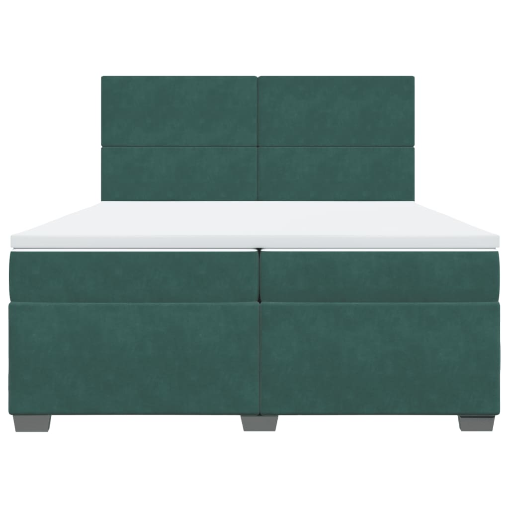 vidaXL Pat box spring cu saltea, verde închis, 200x200 cm, catifea