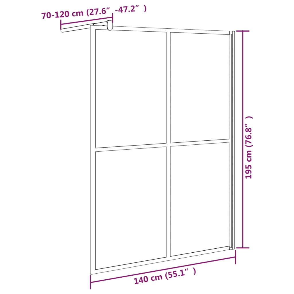 vidaXL Paravan duș walk-in, 140x195 cm, sticlă securizată închis