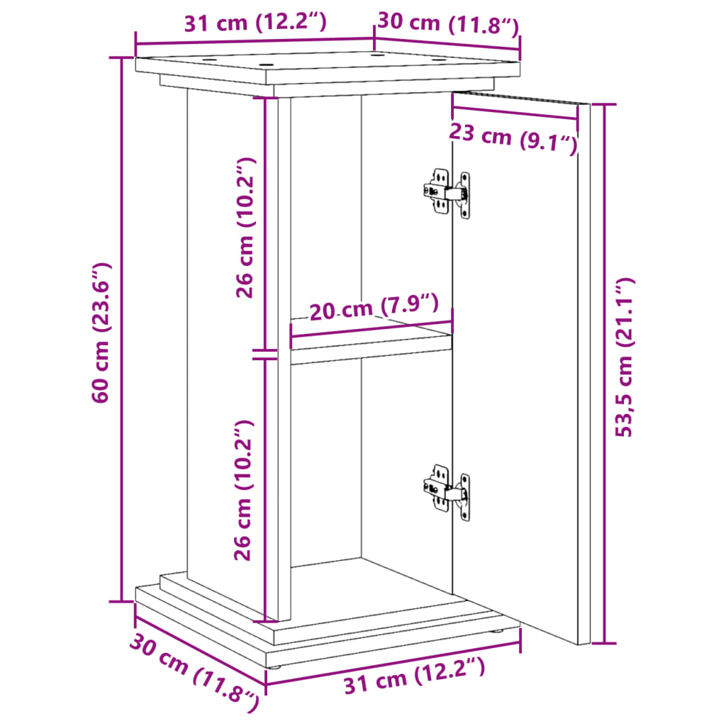 vidaXL Suport prezentare cu depozitare lemn vechi 31x30x60 cm lemn