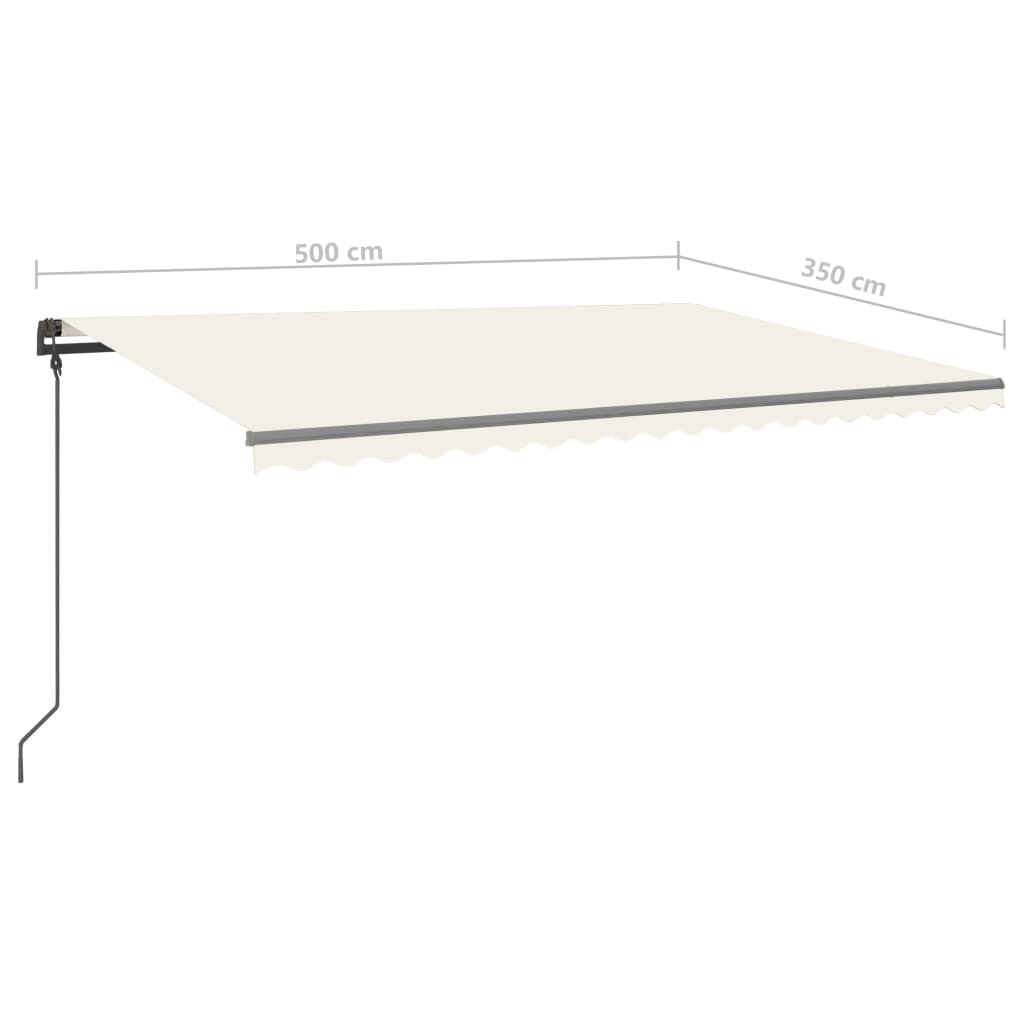 vidaXL Copertină retractabilă manual, cu LED, crem, 5x3,5 m