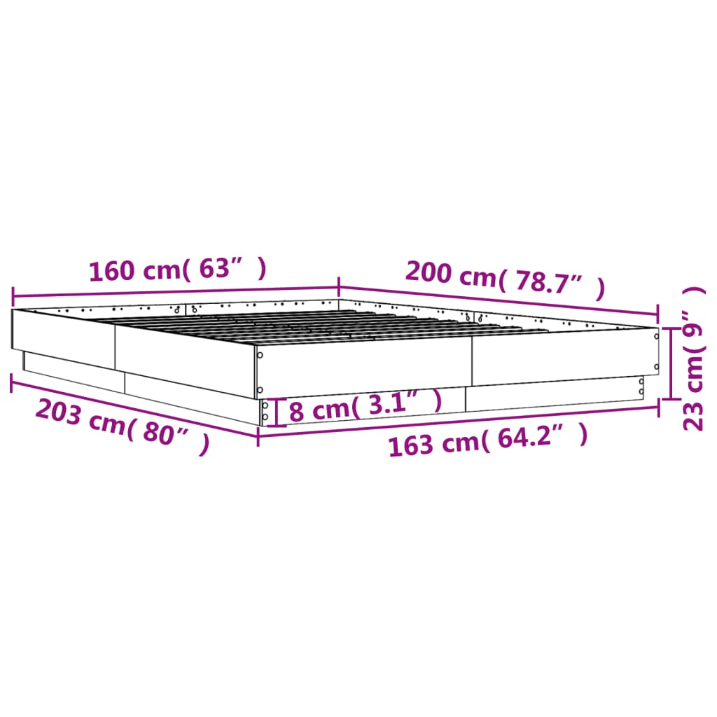 vidaXL Cadru de pat, stejar maro, 160x200 cm, lemn prelucrat