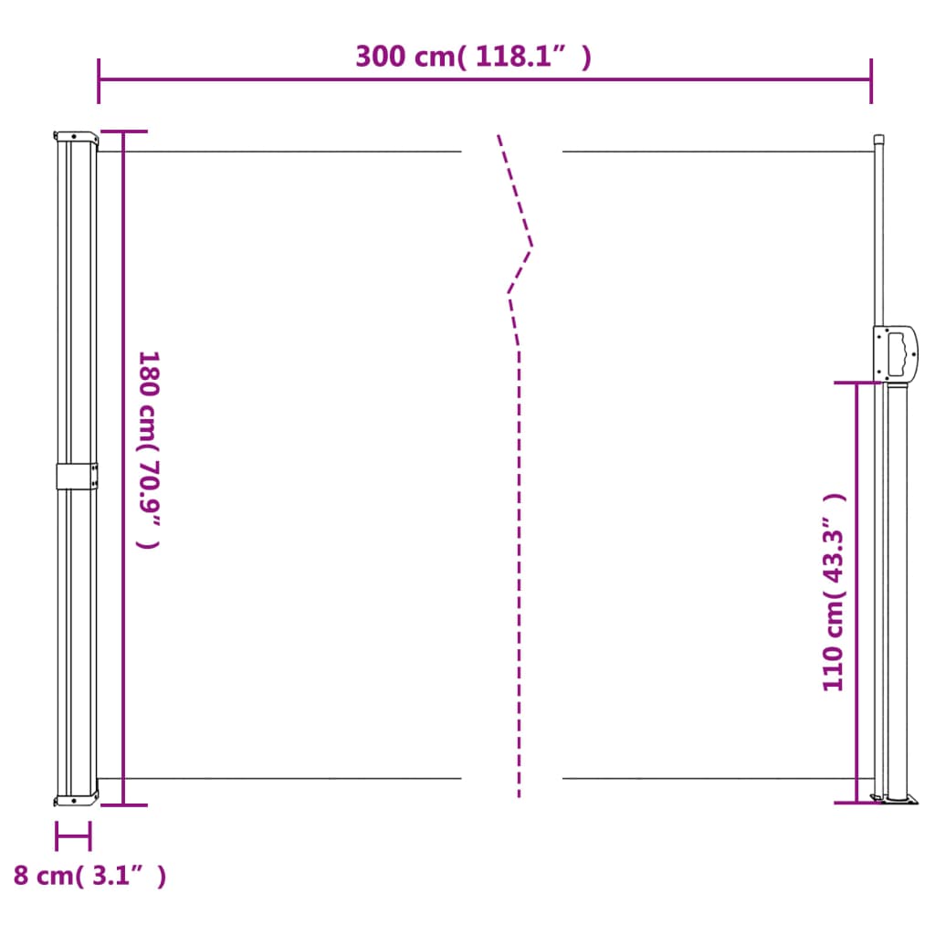 vidaXL Copertină laterală retractabilă, antracit, 180x300 cm