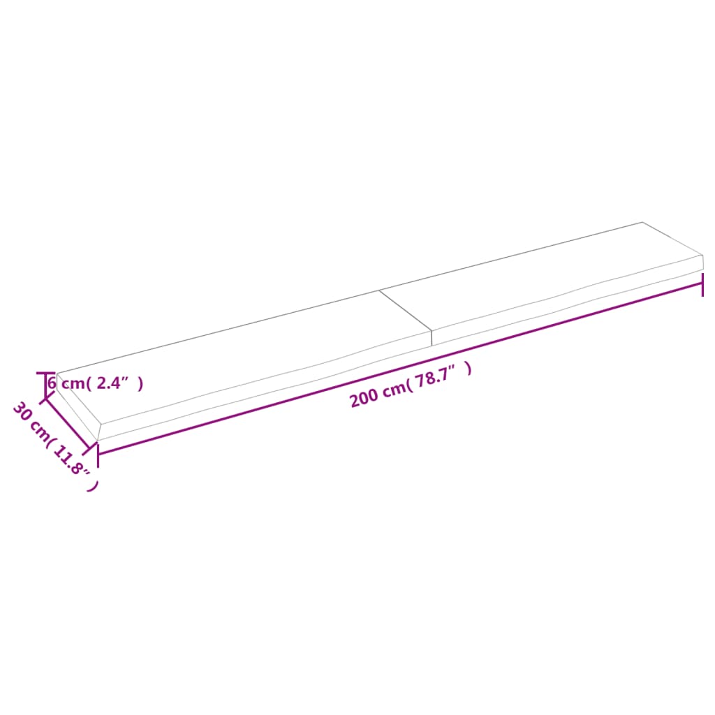 vidaXL Raft de perete maro deschis 200x30x(2-6) cm lemn stejar tratat