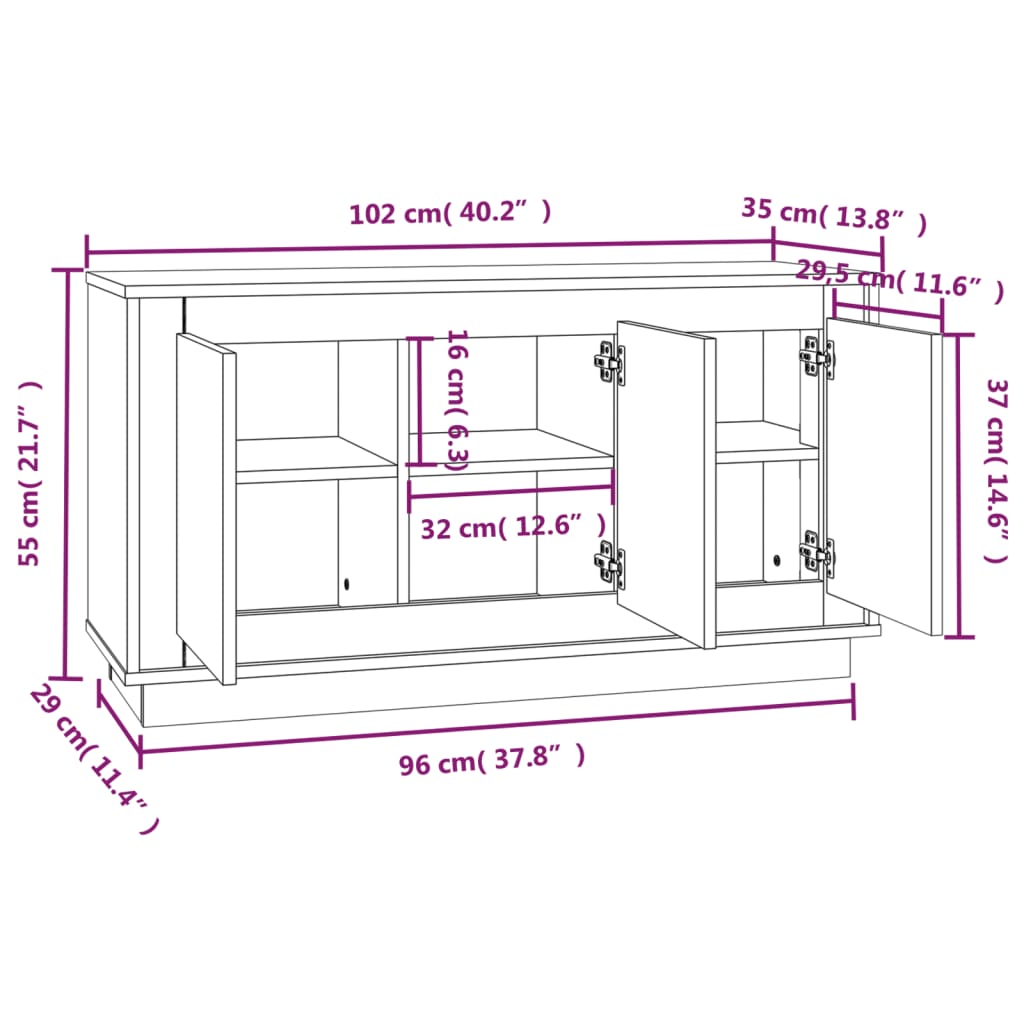 vidaXL Dulap, stejar sonoma, 102x35x55 cm, lemn prelucrat