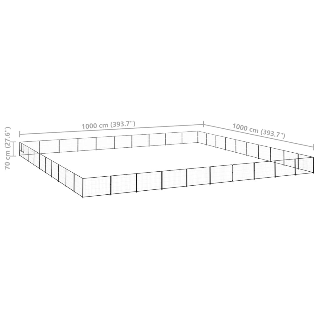 vidaXL Padoc pentru câini, negru, 100 m², oțel