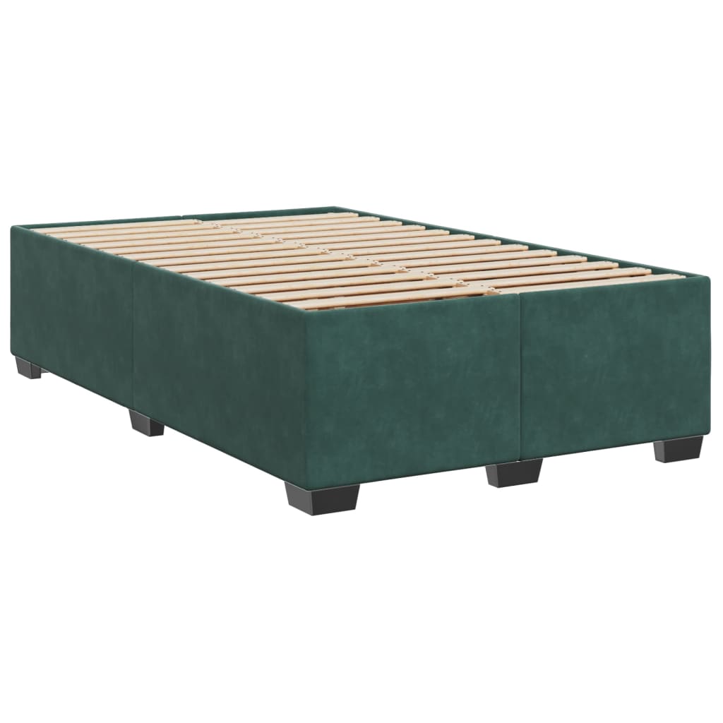 vidaXL Pat box spring cu saltea, verde închis, 120x200 cm, catifea