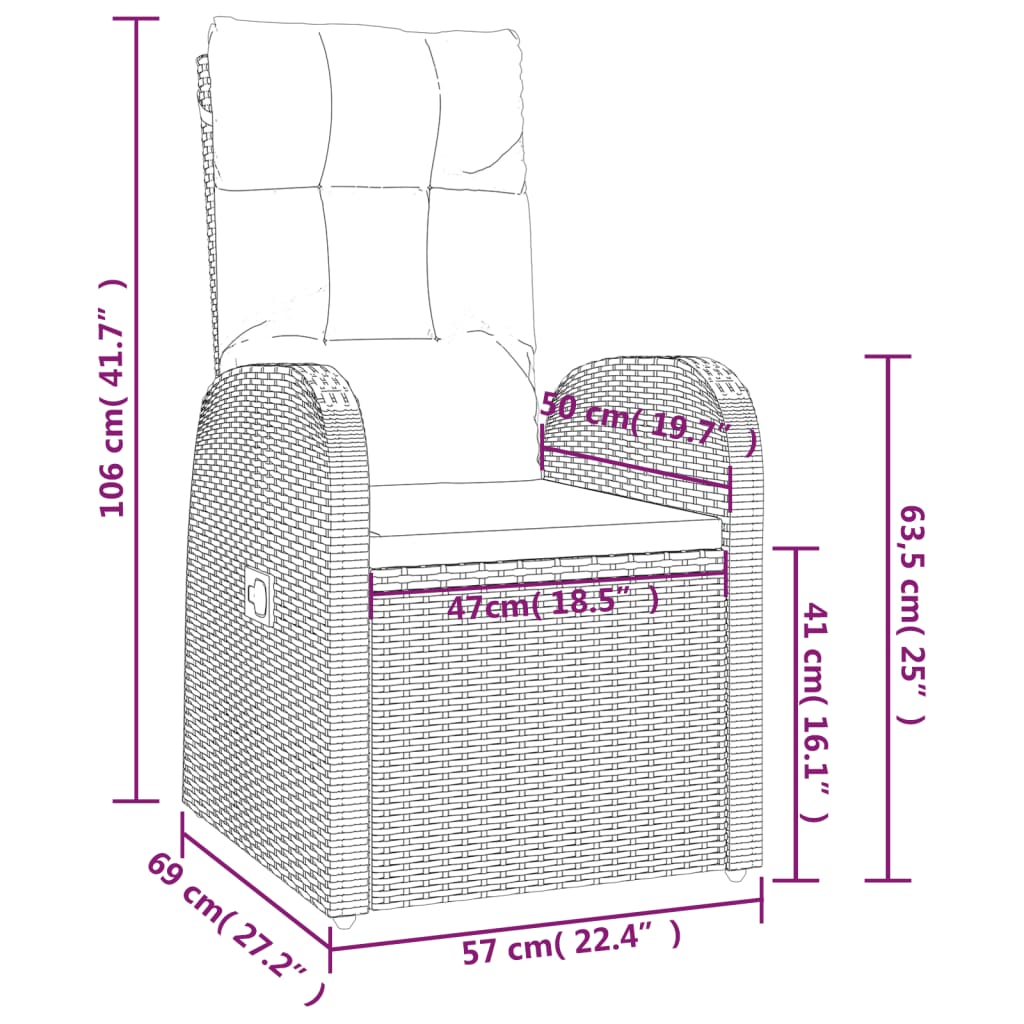 vidaXL Set mobilier de grădină cu perne, 9 piese, negru, poliratan