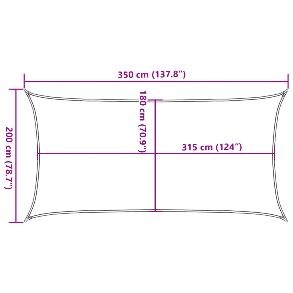 vidaXL Pânză parasolar, nisipiu dreptunghiular 2x3,5 m, HDPE, 160 g/m²