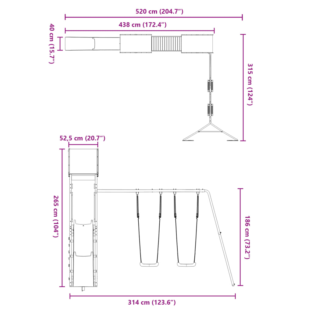 vidaXL Set de joacă pentru exterior, lemn masiv de douglas