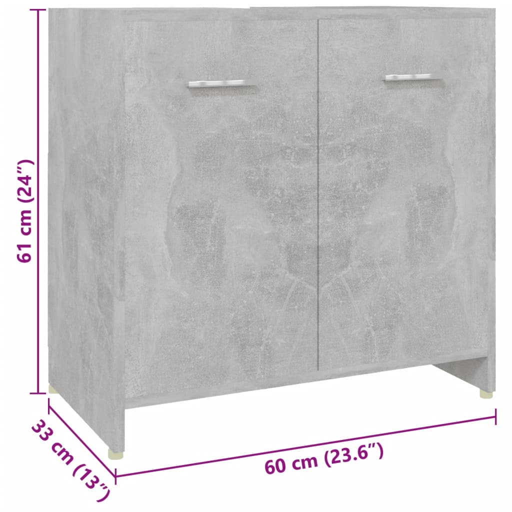 vidaXL Set mobilier baie, 4 piese, gri beton