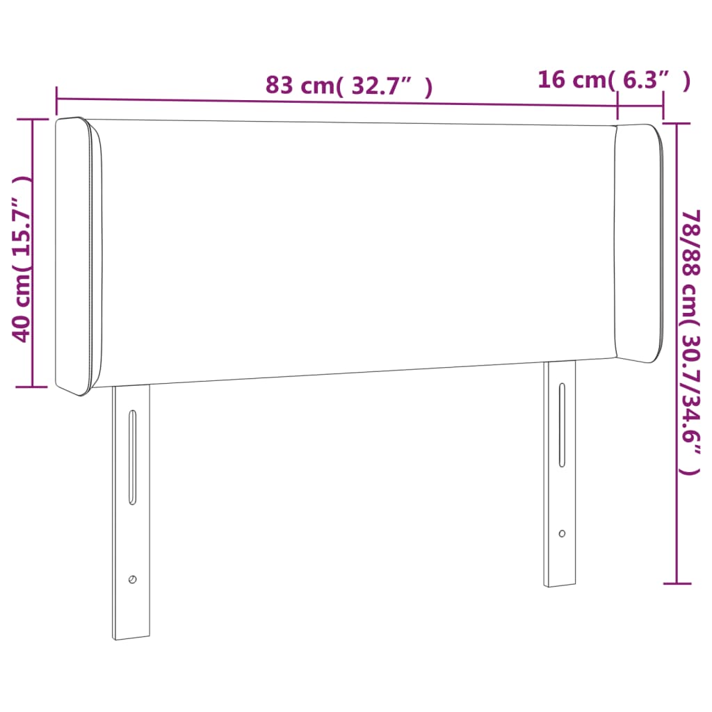 vidaXL Tăblie de pat cu aripioare negru 83x16x78/88 cm piele ecologică