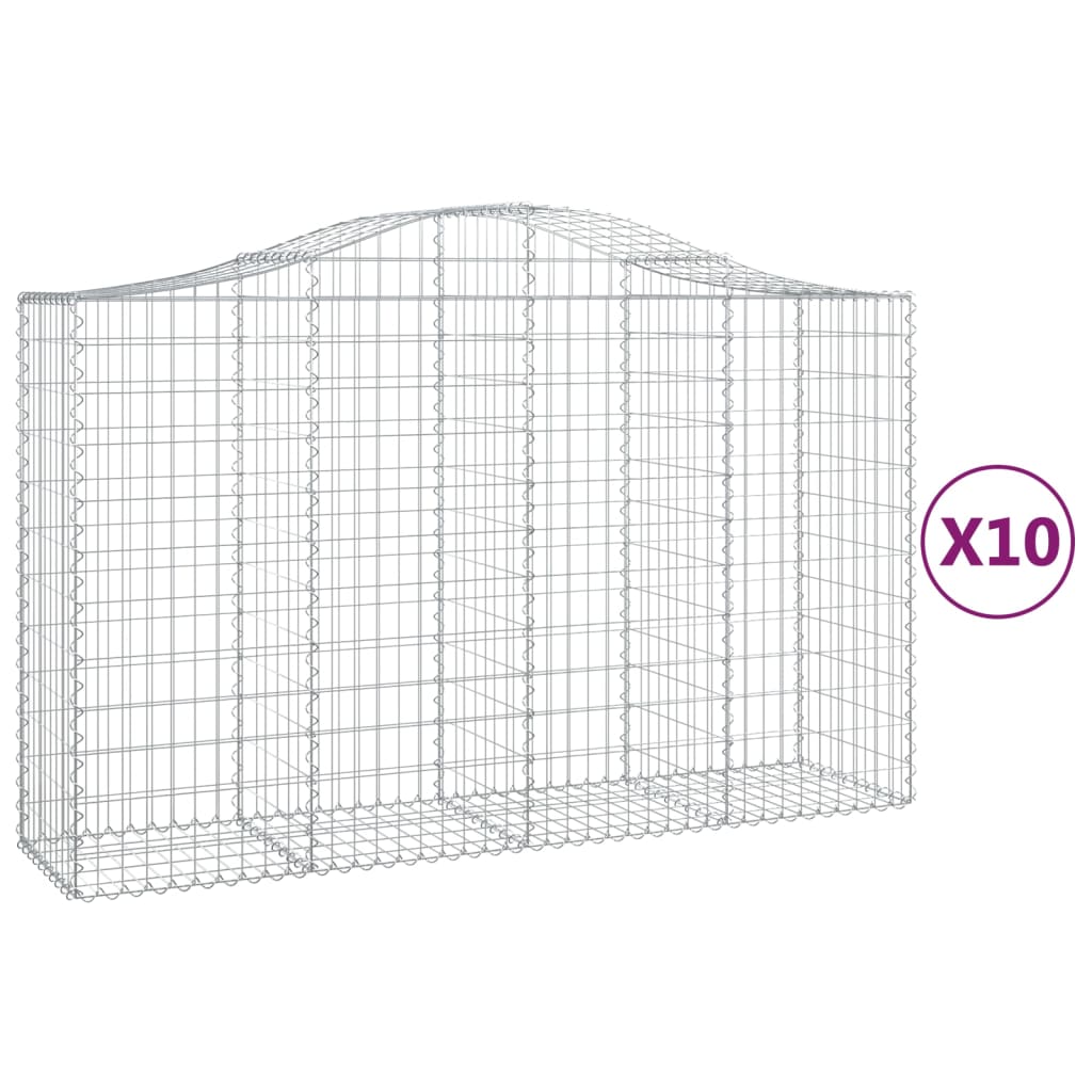 vidaXL Coșuri gabion arcuite 10 buc, 200x50x120/140 cm,fier galvanizat