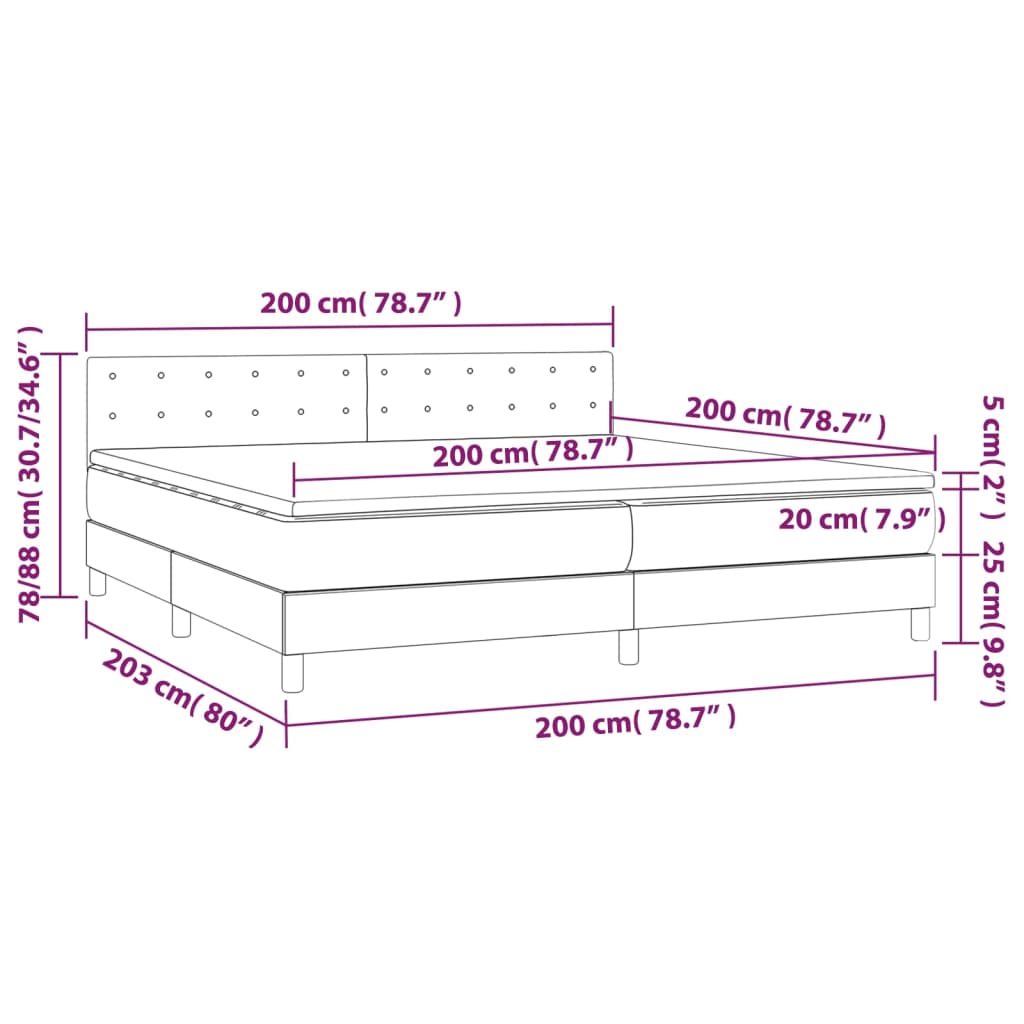 vidaXL Pat box spring cu saltea, alb, 200x200 cm, piele ecologică