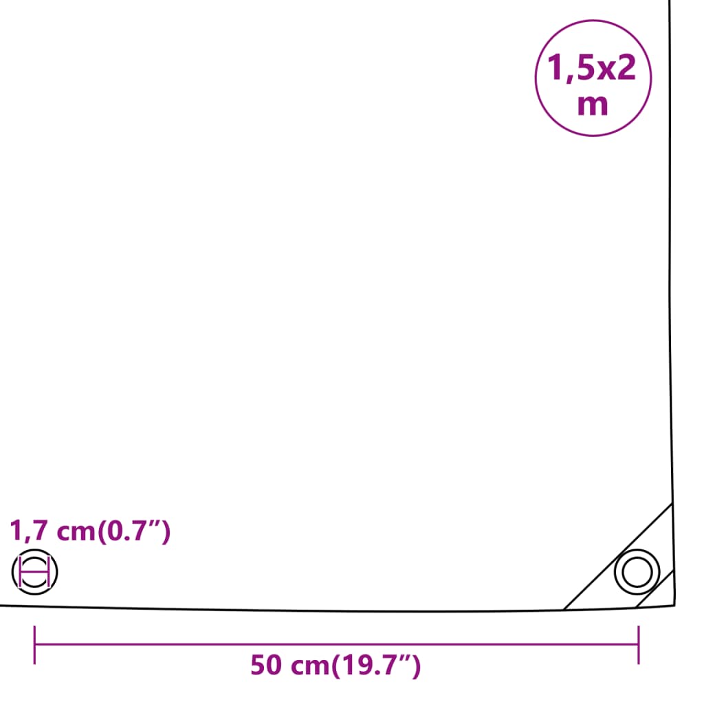 vidaXL Prelată, gri, 1,5x2 m, 650 g/m²