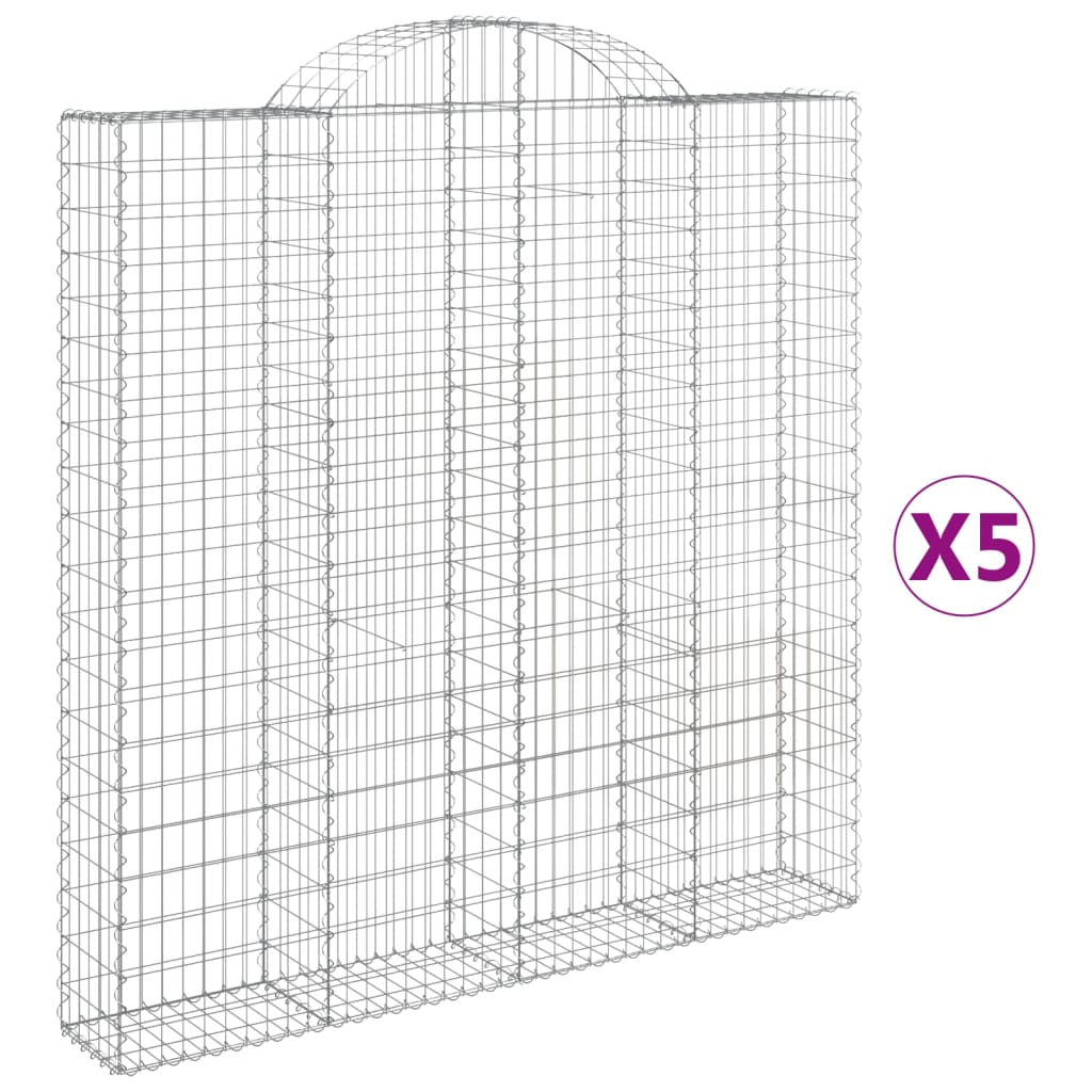 vidaXL Coșuri gabion arcuite 5 buc. 200x30x200/220 cm fier galvanizat