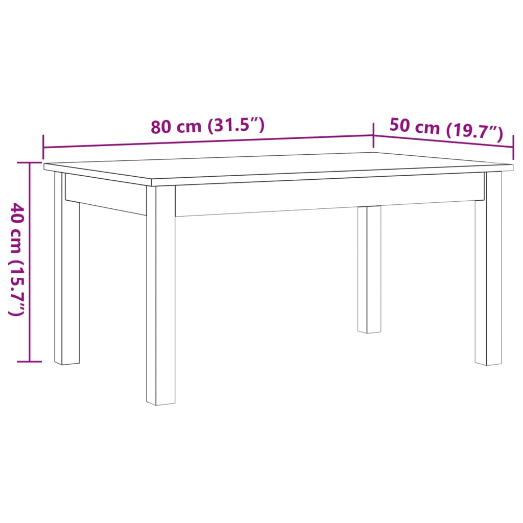 vidaXL Măsuță de cafea, maro ceruit, 80x50x40 cm, lemn masiv de pin