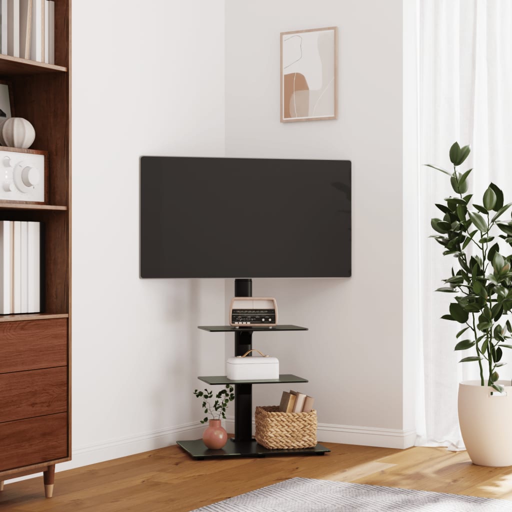 vidaXL Suport TV pe colț cu 3 niveluri pentru 32-65 inch, negru