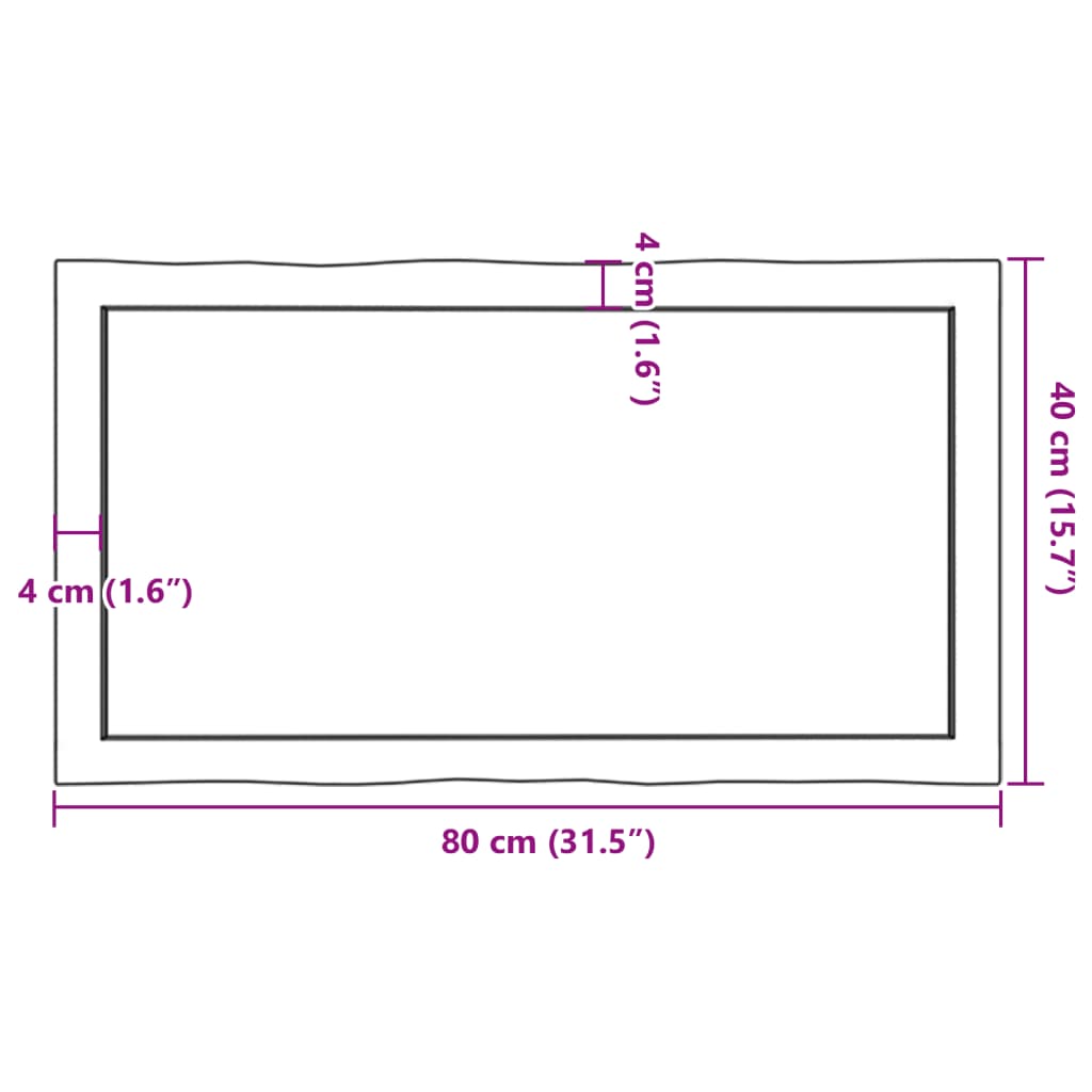 vidaXL Blat masă, 80x40x(2-4) cm, maro, lemn tratat contur organic