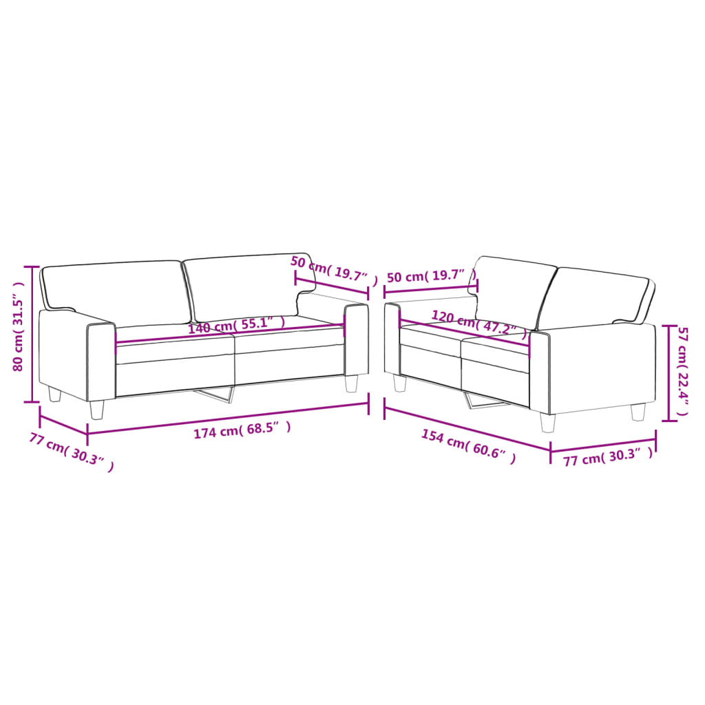 vidaXL Set de canapele, 2 piese, gri, piele ecologică