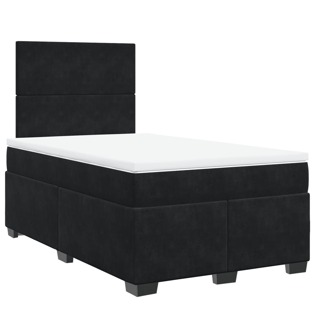 vidaXL Pat box spring cu saltea, negru, 120x190 cm, catifea