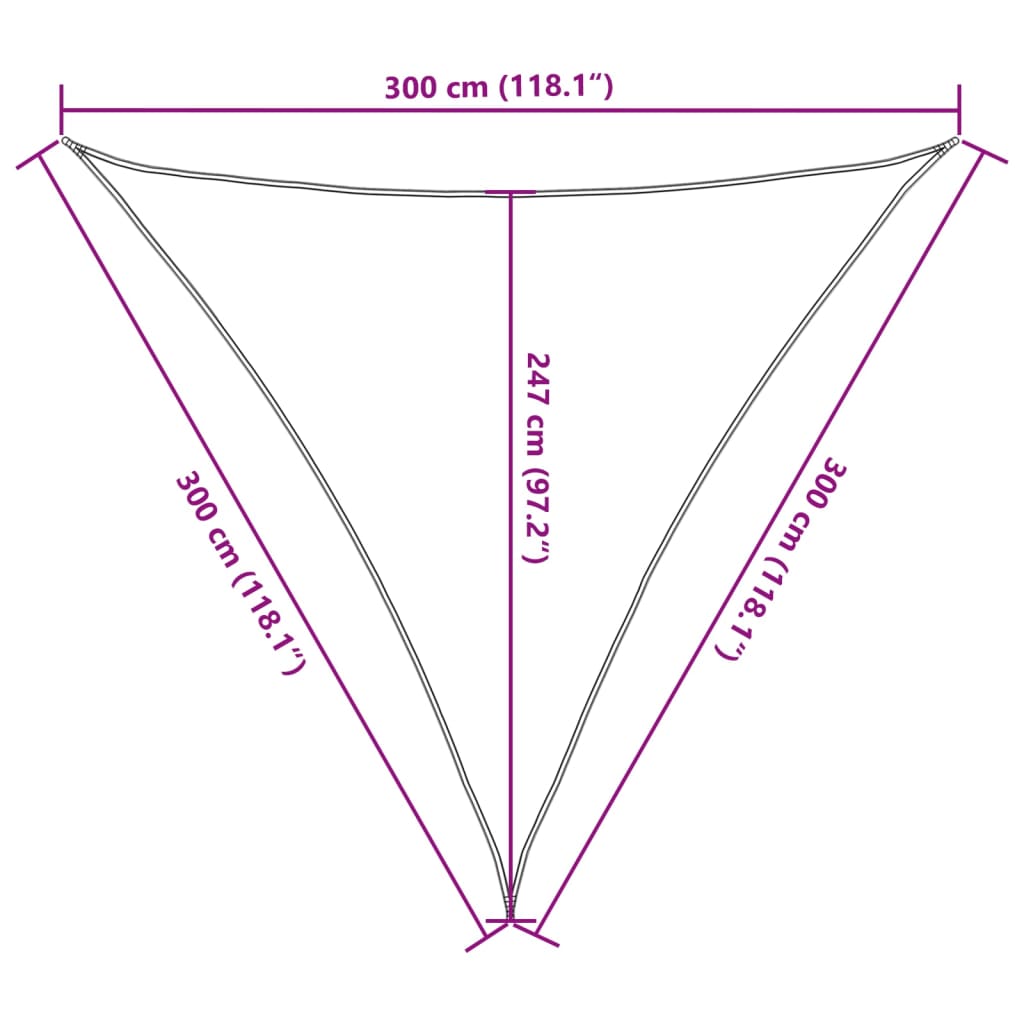 vidaXL Pânză parasolar, bej, 3 x 3 x 3 m, HDPE, 160 g/m²