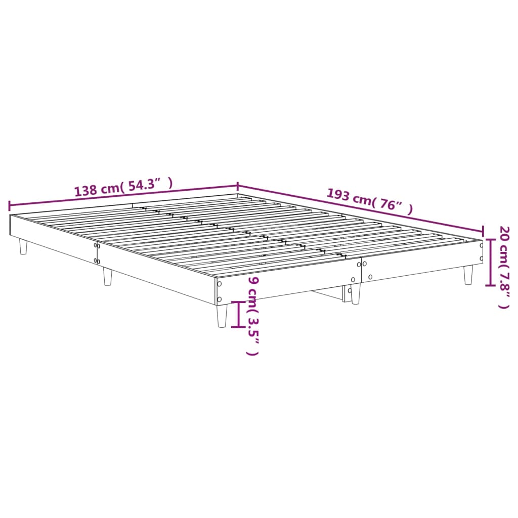 vidaXL Cadru de pat, negru ,135x190 cm, lemn prelucrat