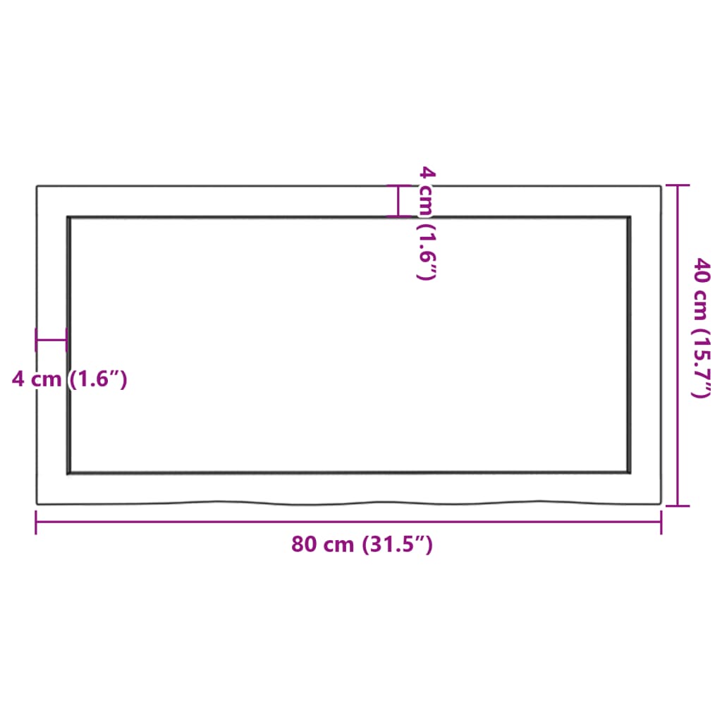 vidaXL Blat de masă maro 80x40x(2-6) cm, lemn masiv stejar tratat