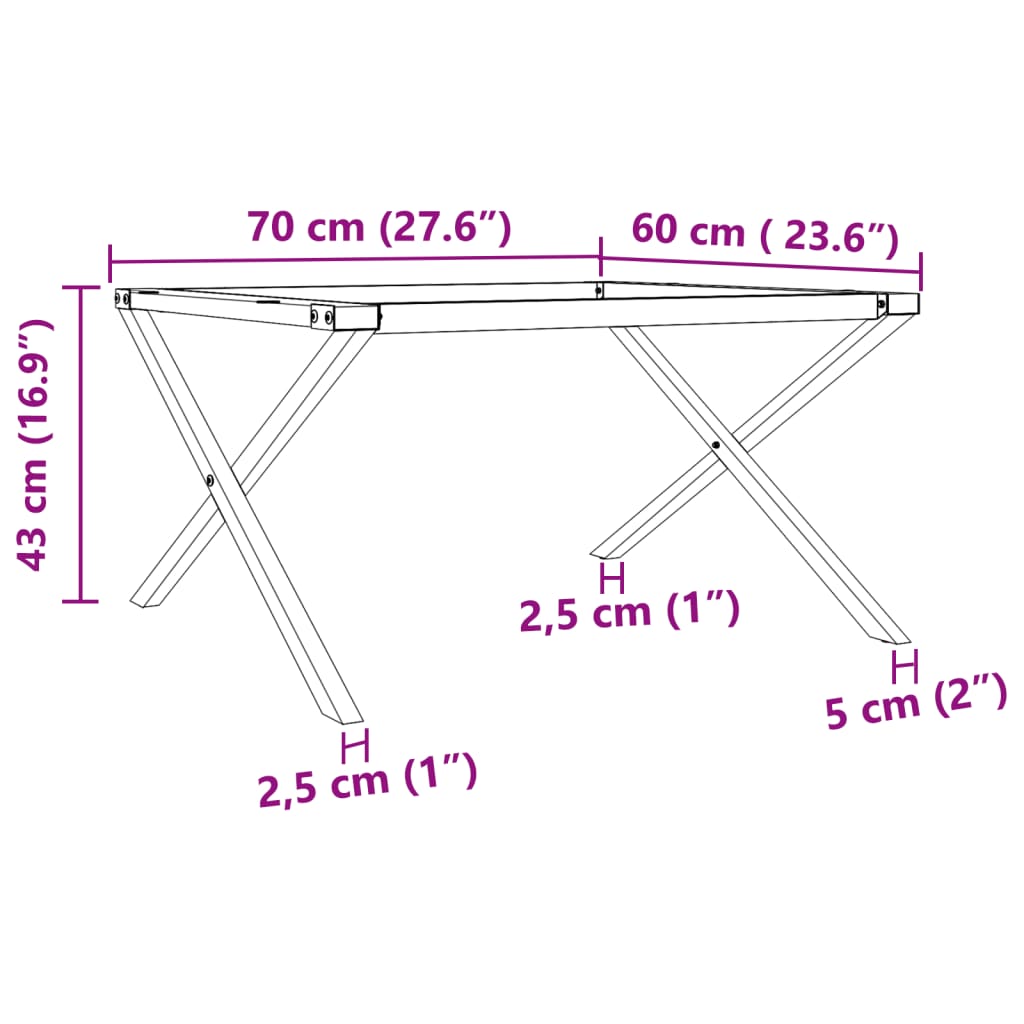 vidaXL Picioare Măsuță de cafea X-Frame 70x60x43 cm Fontă