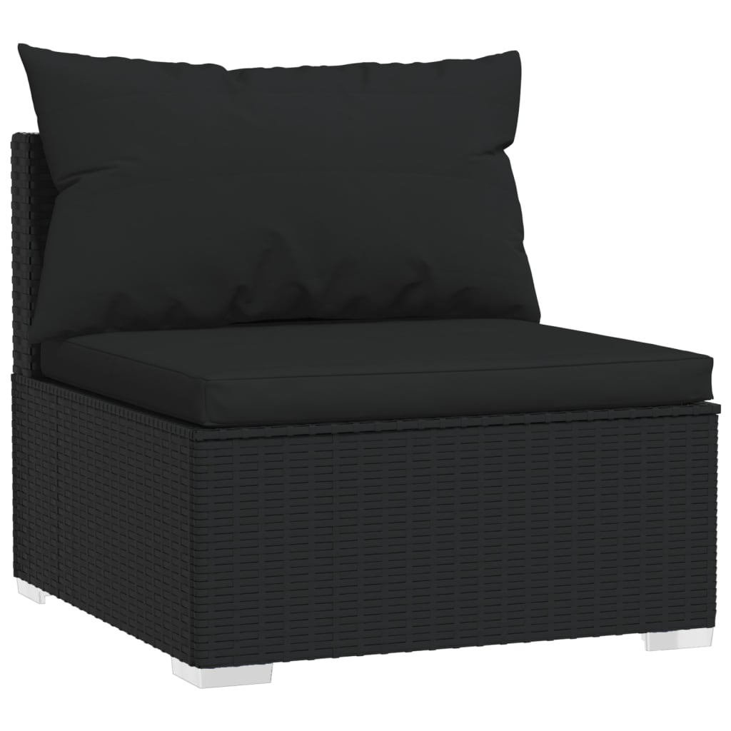 vidaXL Set mobilier de grădină cu perne, 11 piese, negru, poliratan