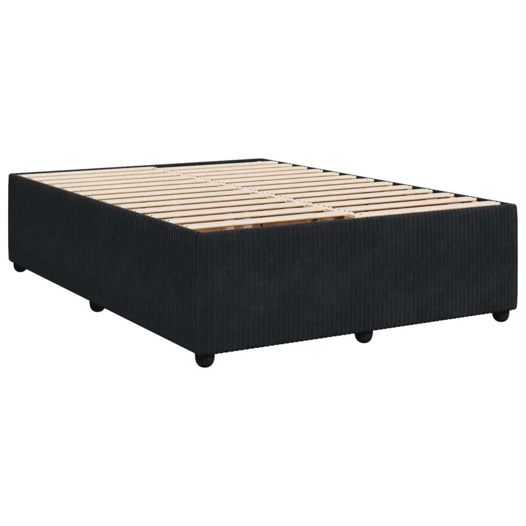 vidaXL Pat box spring cu saltea, negru, 140x190 cm, catifea