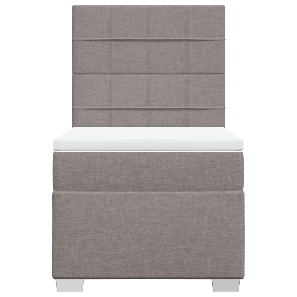 vidaXL Pat box spring cu saltea, gri taupe, 80x200 cm, textil