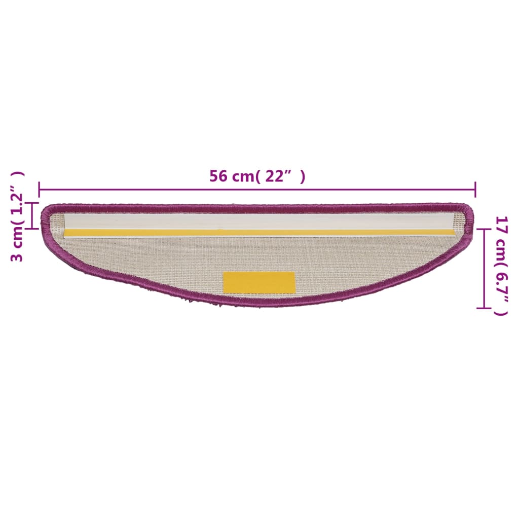 vidaXL Covorașe de scară, 5 buc.,violet, 56x17x3 cm