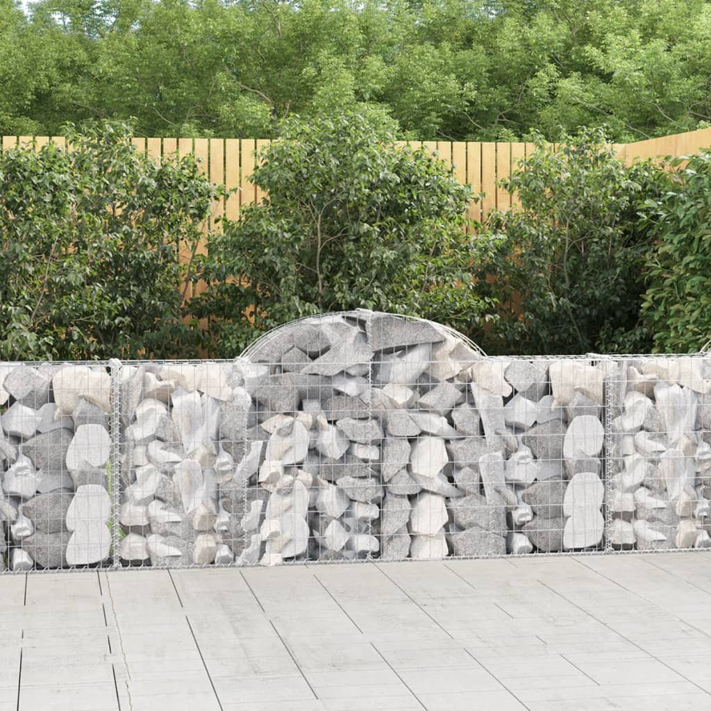 vidaXL Coșuri gabion arcuite 3 buc, 200x30x80/100cm, fier galvanizat