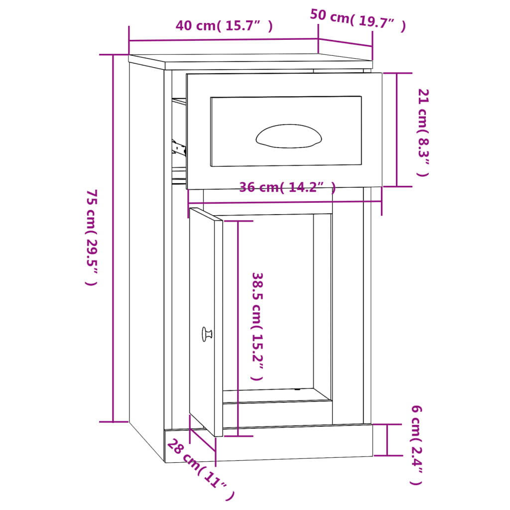 vidaXL Dulap lateral, sertar stejar sonoma, 40x50x75 cm lemn prelucrat