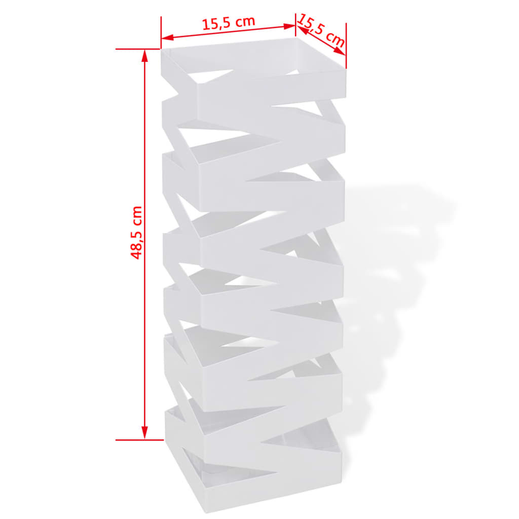 Suport pentru umbrele, pătrat, depozitare bastoane, alb, 48,5 cm, oțel