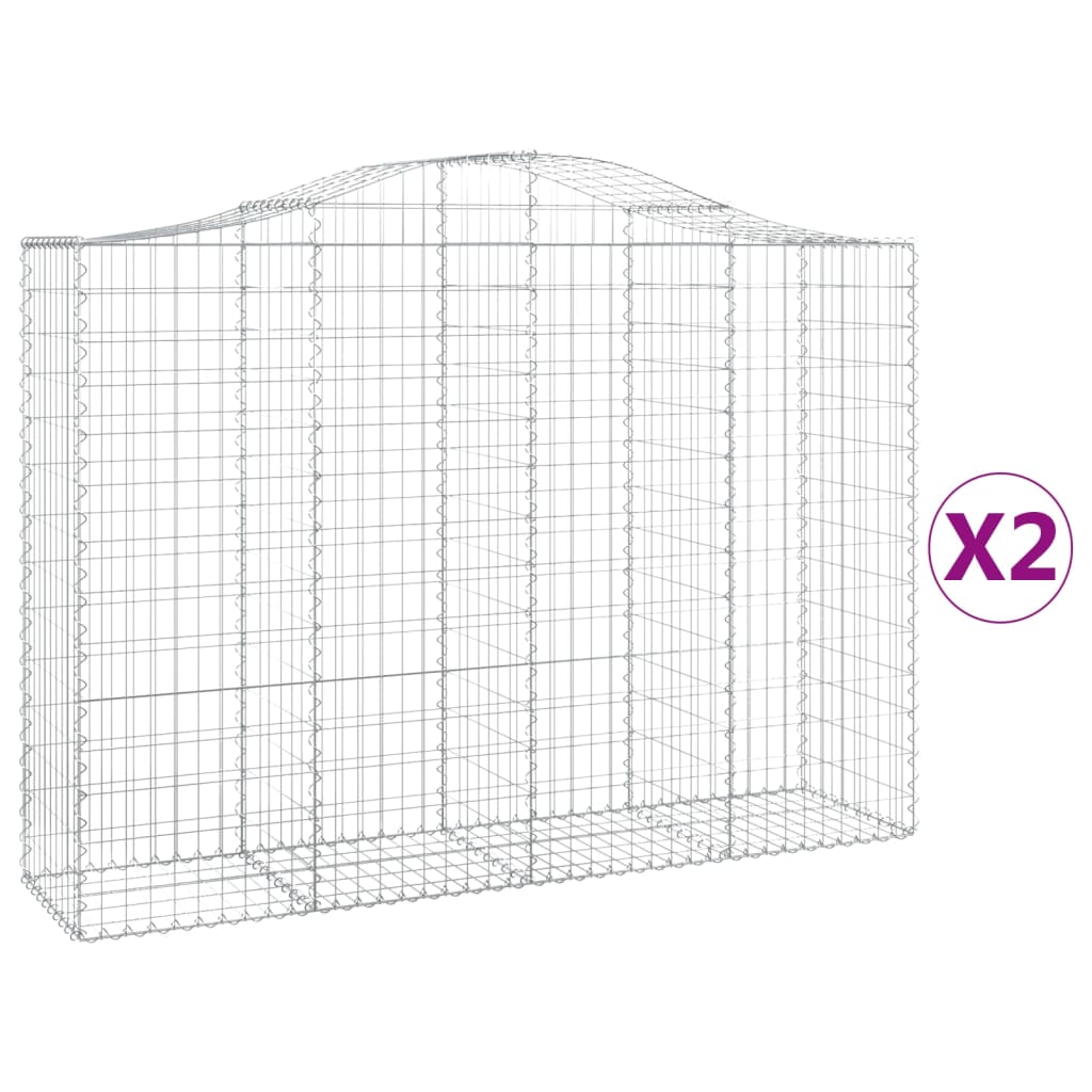 vidaXL Coșuri gabion arcuite 2 buc, 200x50x140/160 cm, fier galvanizat